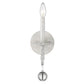 12" Off White Rustic Metal Candle Wall Light With Hanging Crystal