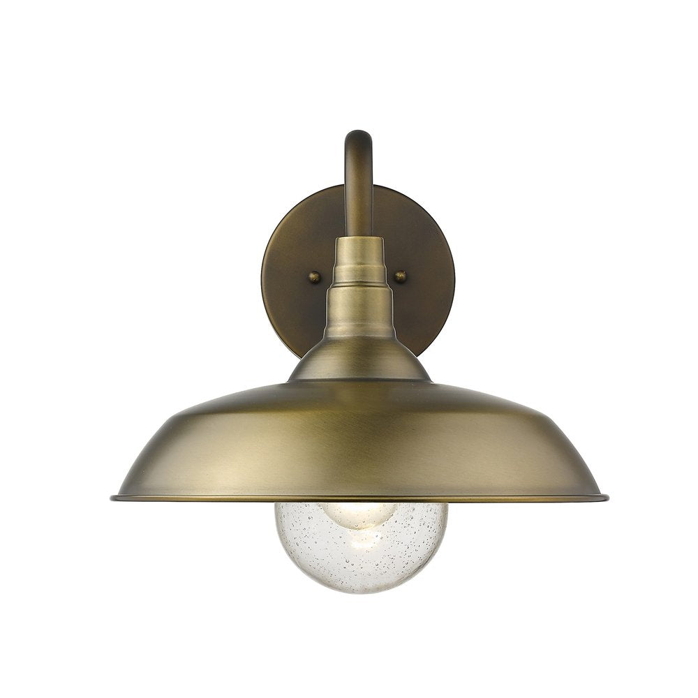 Antiqued Brass Seeded Dimmable Outdoor Hanging Light With Brass Shades