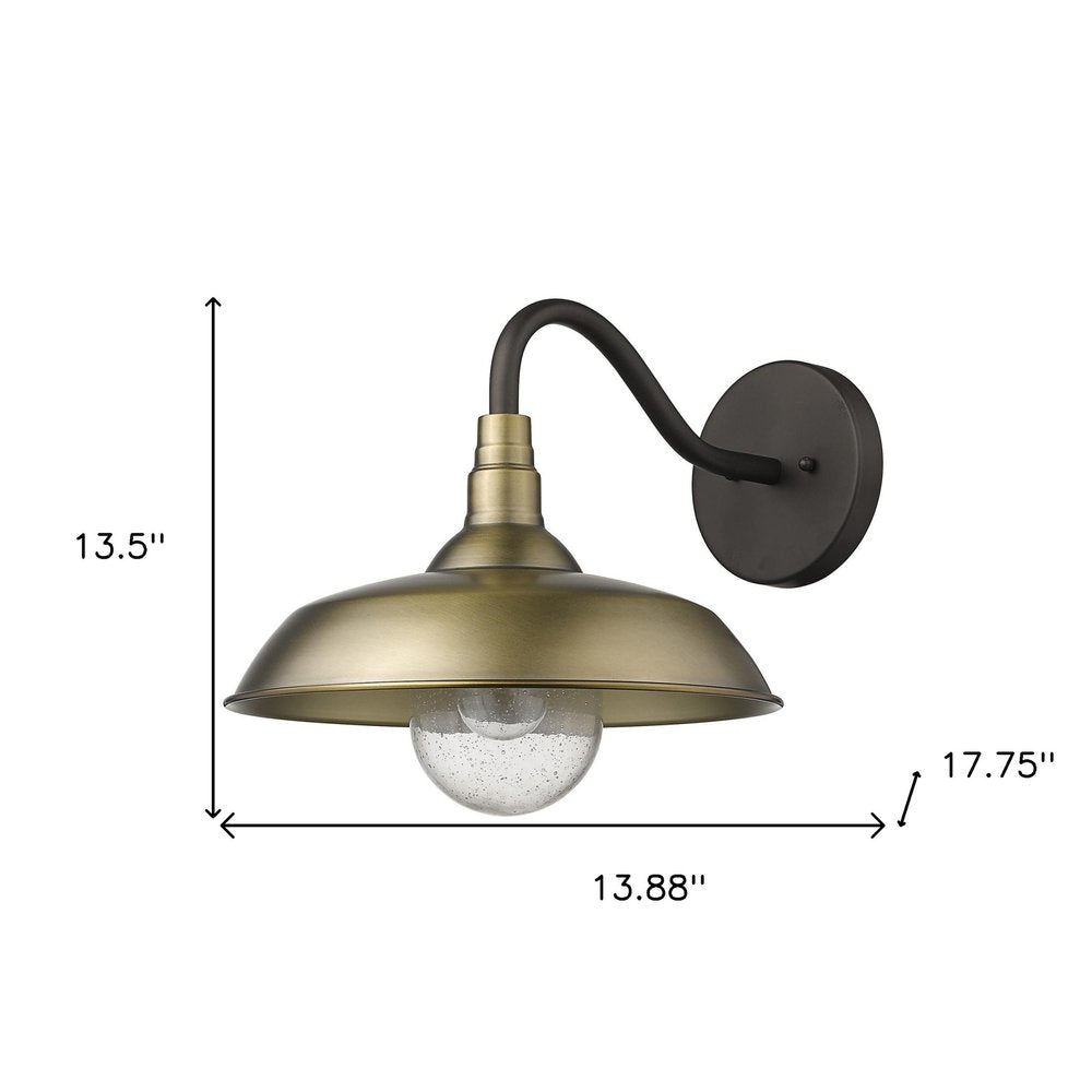 Antiqued Brass Seeded Dimmable Outdoor Hanging Light With Brass Shades