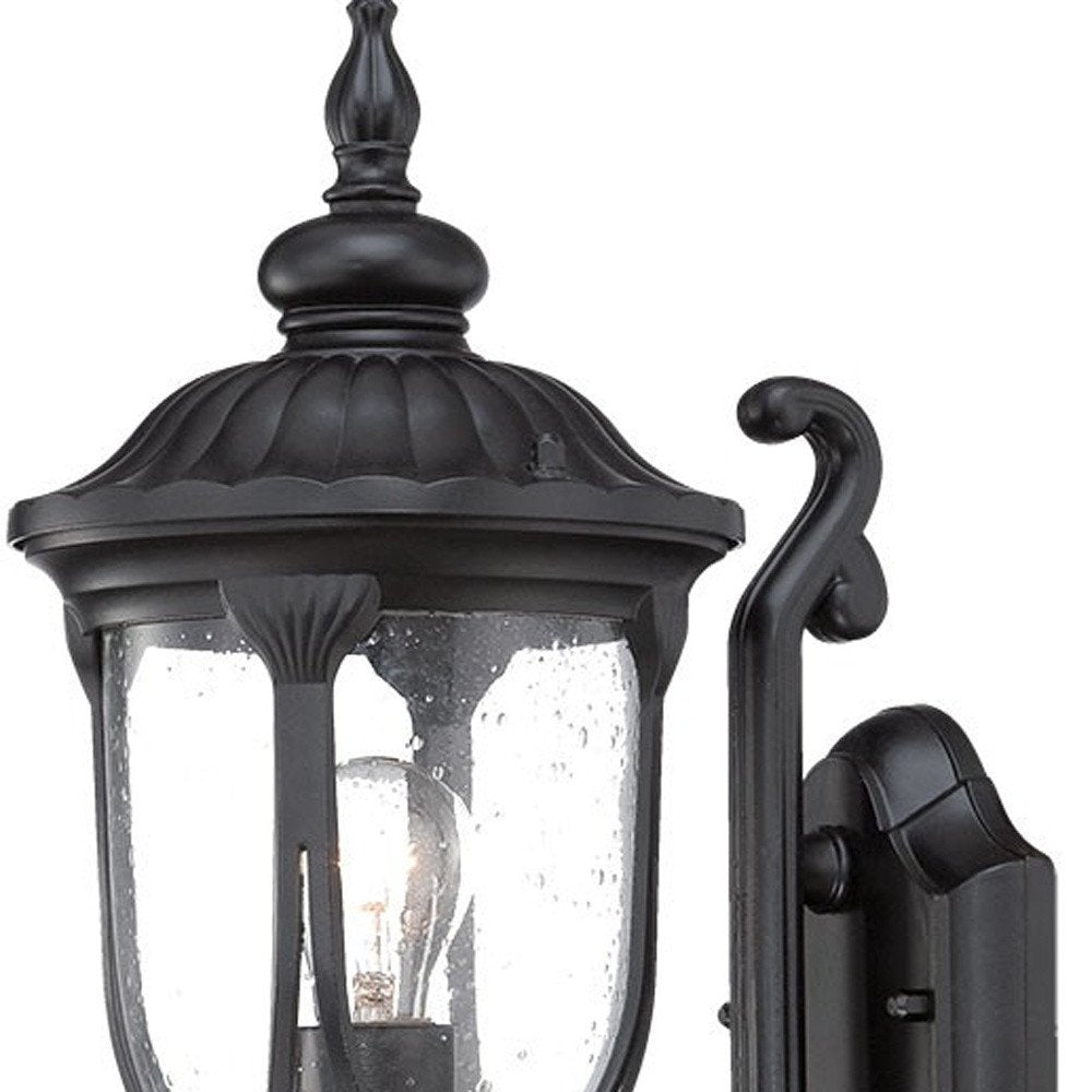 17" Black And Clear Metal and Glass Flush Mounted Sconce
