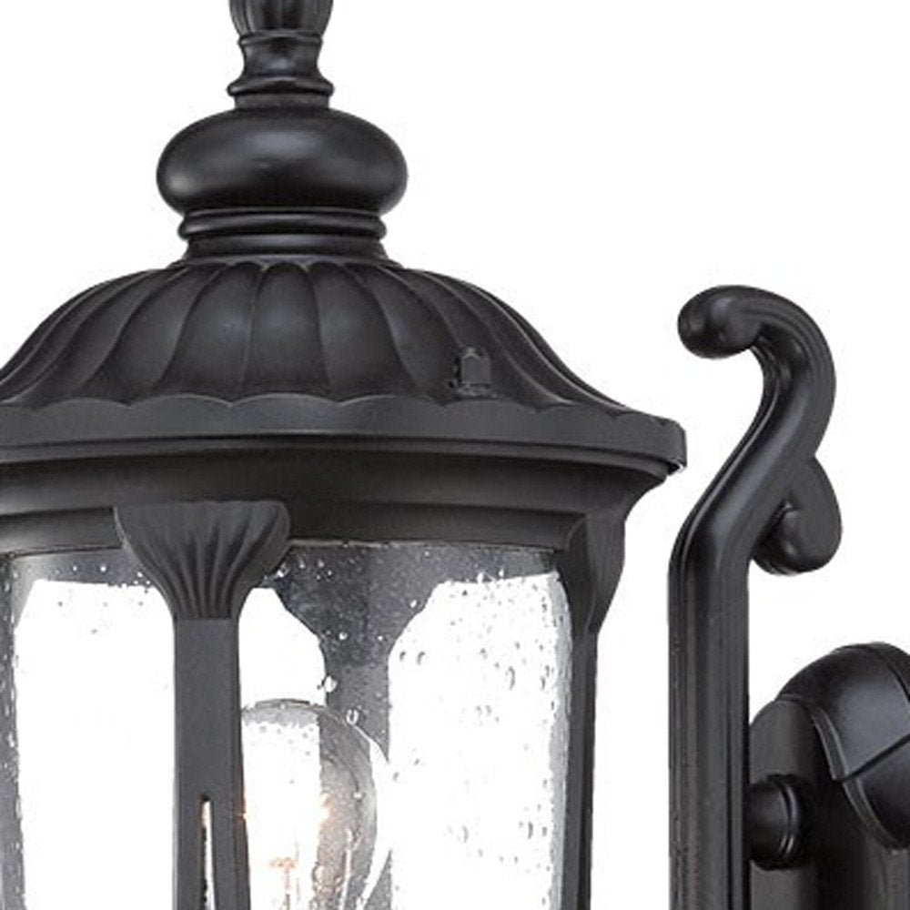 17" Black And Clear Metal and Glass Flush Mounted Sconce