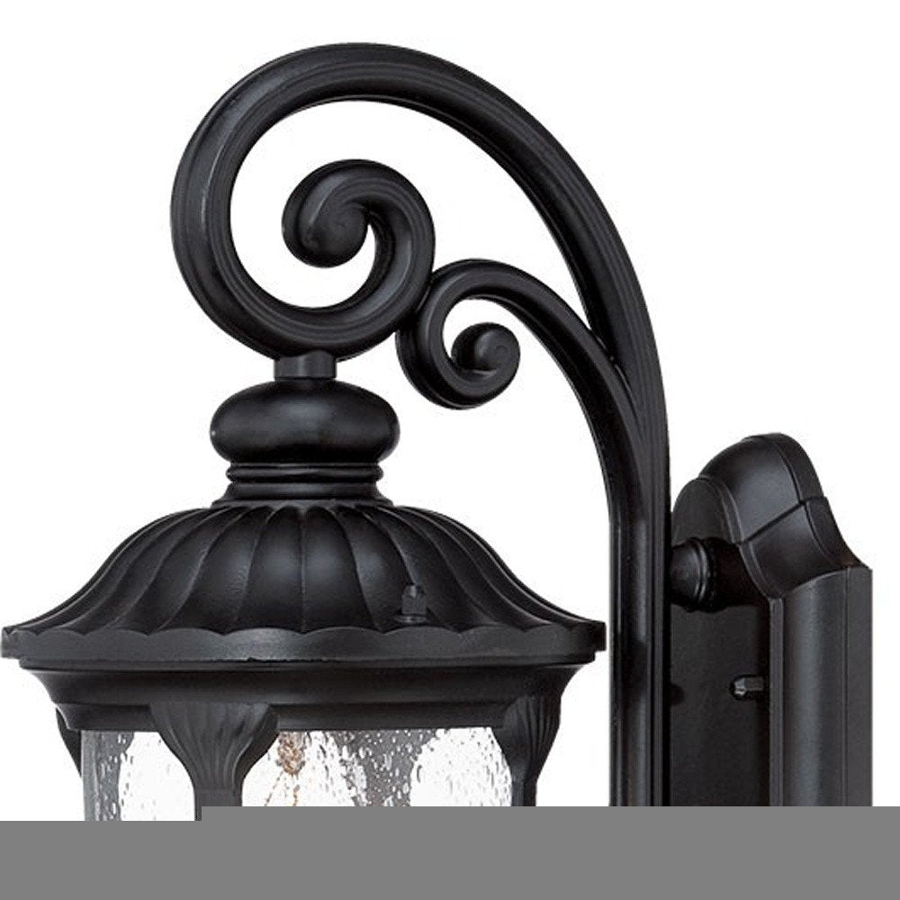 Matte Black Cast Aluminum Glass Lantern Wall Sconce