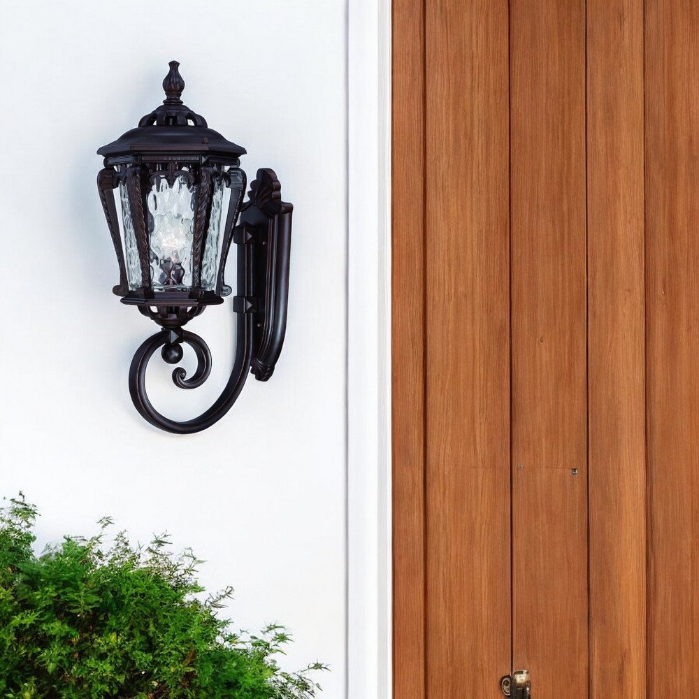 23" Black And Clear Metal and Glass Flush Mounted Sconce