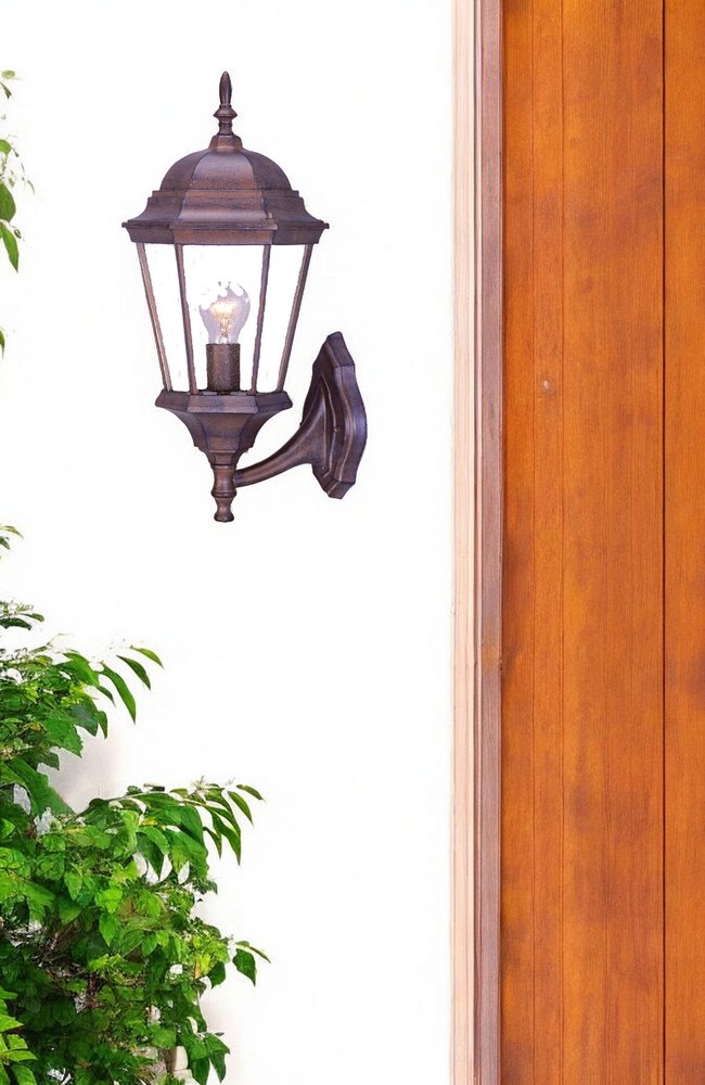 22" Dark Brown And Clear Metal Flush Mounted Sconce