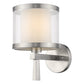 Silver Wall Light with White Sheer Fabric Shade