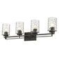 10" Black And Clear Metal and Glass Vanity Flush Mounted Sconce