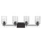 10" Black And Clear Metal and Glass Vanity Flush Mounted Sconce