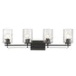 10" Black And Clear Metal and Glass Vanity Flush Mounted Sconce