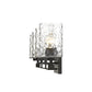 10" Black And Clear Metal and Glass Vanity Flush Mounted Sconce