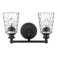 9" Black And Clear Metal and Glass Vanity Flush Mounted Sconce