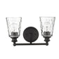9" Black And Clear Metal and Glass Vanity Flush Mounted Sconce