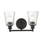 9" Black And Clear Metal and Glass Vanity Flush Mounted Sconce