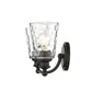 9" Black And Clear Metal and Glass Vanity Flush Mounted Sconce
