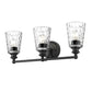 9" Black And Clear Metal and Glass Vanity Flush Mounted Sconce