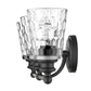 9" Black And Clear Metal and Glass Vanity Flush Mounted Sconce
