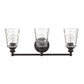9" Black And Clear Metal and Glass Vanity Flush Mounted Sconce
