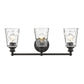 9" Black And Clear Metal and Glass Vanity Flush Mounted Sconce
