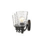 9" Black And Clear Metal and Glass Vanity Flush Mounted Sconce