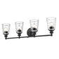 9" Black And Clear Metal and Glass Vanity Flush Mounted Sconce