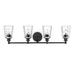 9" Black And Clear Metal and Glass Vanity Flush Mounted Sconce