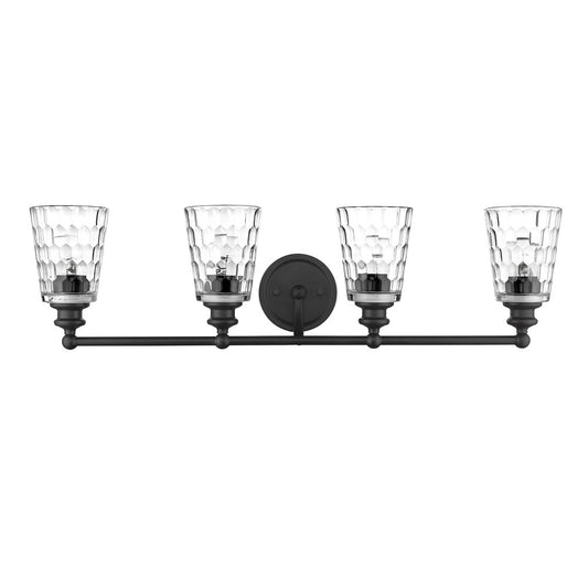 9" Black And Clear Metal and Glass Vanity Flush Mounted Sconce