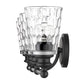 9" Black And Clear Metal and Glass Vanity Flush Mounted Sconce