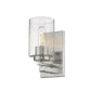 Silver Metal and Textured Glass Wall Sconce