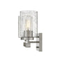 Silver Metal and Textured Glass Two Light Wall Sconce
