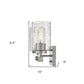 10" Silver And Clear Metal Vanity Flush Mounted Sconce