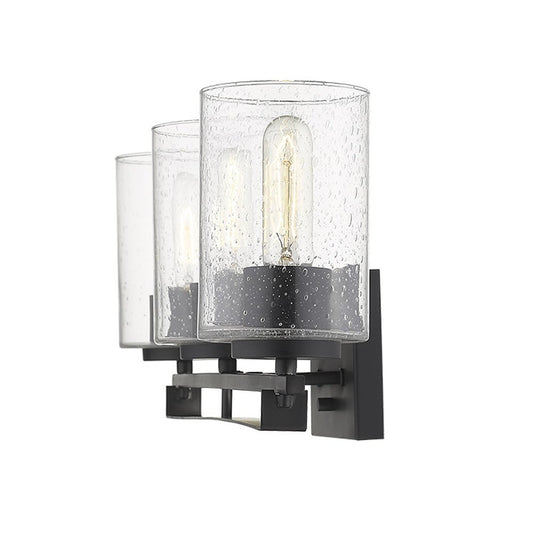 10" Black And Clear Metal Vanity Flush Mounted Sconce