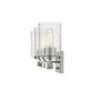 10" Clear And Silver Metal Vanity Flush Mounted Sconce