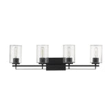 10" Black And Clear Metal Vanity Flush Mounted Sconce