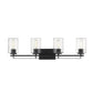 10" Black And Clear Metal Vanity Flush Mounted Sconce