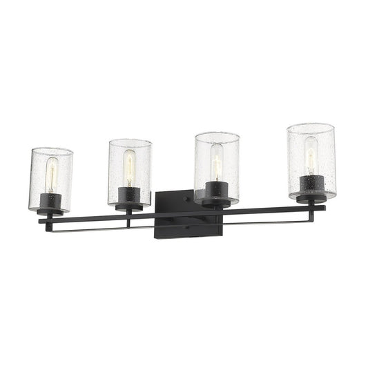 10" Black And Clear Metal Vanity Flush Mounted Sconce