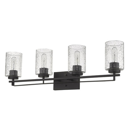 10" Black And Clear Metal and Glass Vanity Flush Mounted Sconce