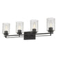 10" Black And Clear Metal and Glass Vanity Flush Mounted Sconce