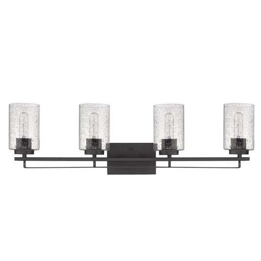 10" Black And Clear Metal and Glass Vanity Flush Mounted Sconce
