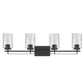 10" Black And Clear Metal and Glass Vanity Flush Mounted Sconce