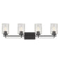10" Black And Clear Metal and Glass Vanity Flush Mounted Sconce
