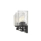 10" Black And Clear Metal and Glass Vanity Flush Mounted Sconce