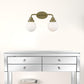 Two Light Gold Wall Sconce with Round Glass Shade