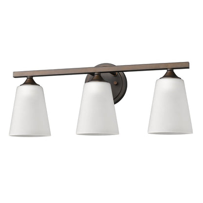 9" Bronze And White Metal and Glass Vanity Flush Mounted Sconce
