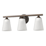 9" Bronze And White Metal and Glass Vanity Flush Mounted Sconce