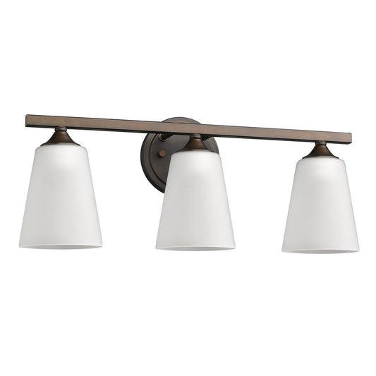 21" Bronze And White Metal and Glass Three Lights Flush Mounted Sconce