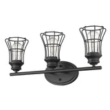 9" Black Metal Vanity Flush Mounted Sconce