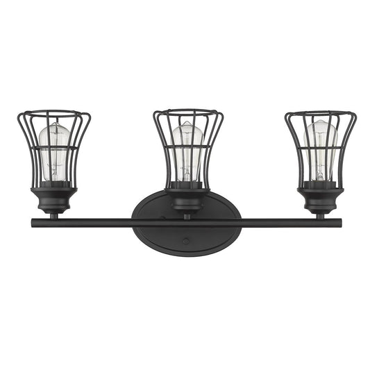 9" Black Metal Vanity Flush Mounted Sconce
