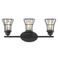Three Light Matte Black Cage Wall Sconce