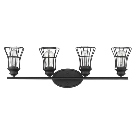 9" Black Metal Vanity Flush Mounted Sconce