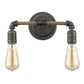 Two Light Industrial Textured Gray Wall Light