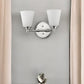 Two Light Silver Wall Light with Frosted Glass Shade